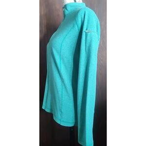 LL Bean Women's Small Green 1/4 Quarter Zip Pullover Fleece Arm zip Lightweight